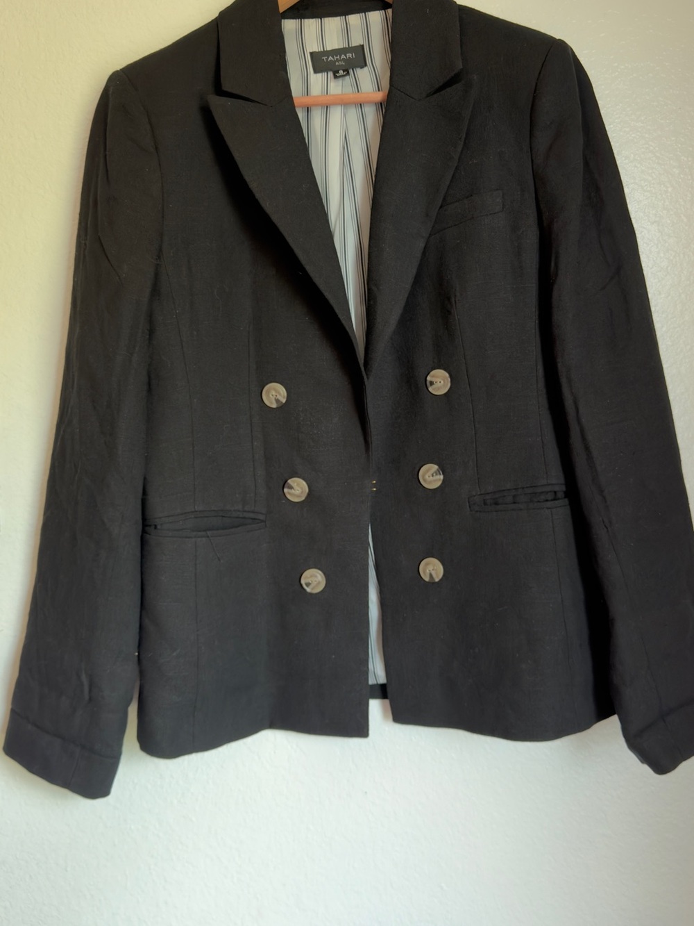 Tahari ASL Black Double-Breasted Tailored Blazer